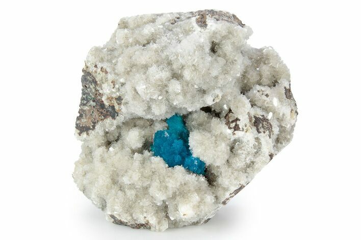 Vibrant Blue Cavansite Crystals on Sparkling Stilbite - India #340993